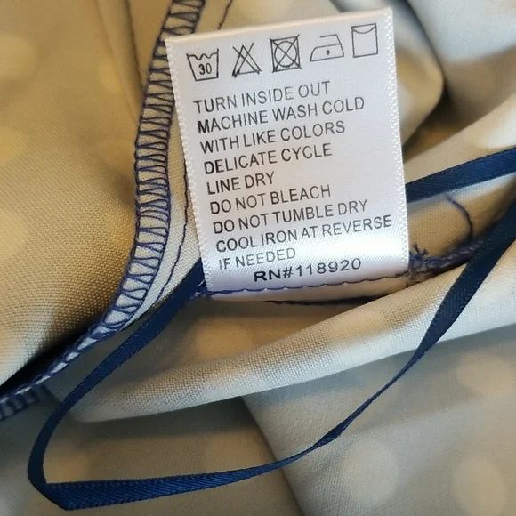 Lucy Paris Womens Wide Leg Blue White Polka Dot Pants Size Extra Large - Picture 13 of 13